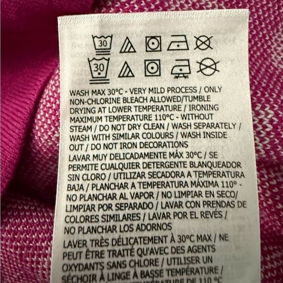 Guess Logo Jalee Long Sleeve Sweater Anemone Bloom Multi Pink Women’s Size Large - Picture 8 of 9